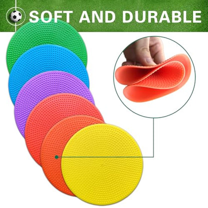 Poly Spot Markers 4 inch/9 inch Non-Slip Rubber Agility Training Markers Floor Dots Flat Field Cones for Football, Soccer, Basketball, School Exercise Drills, Dance Practice