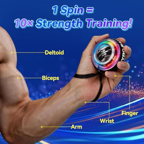 Torque Ball Hand Exerciser, Gyro Ball Wrist Strengthener for Seniors, Spin Grip Strength Trainer, Auto Start Spinner Torqueball with Counter for Forearm Strengthening