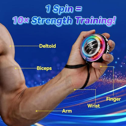 Torque Ball Hand Exerciser, Gyro Ball Wrist Strengthener for Seniors, Spin Grip Strength Trainer, Auto Start Spinner Torqueball with Counter for Forearm Strengthening