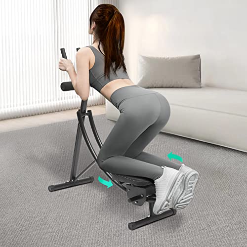 Ab Machine Abdominal Crunch Core Workout Equipment Foldable Exercise Ab Trainer Machine Coaster Abdominal/Core Fitness All Training Equipment Levels for Home & Gym - size: 41.33*15.74*43.3in Black Rotation Cushion