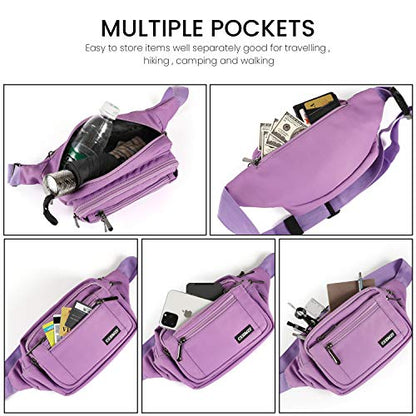 CXWMZY Fanny Packs For Women & Men Waist Pack Hip Bum Bag with Multi-Pockets Large Capacity Waterproof Casual Bum Bag for Disney Traveling Casual Cycling Running Hiking - color: Purple_3