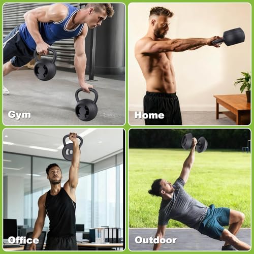 Hezeyferg 2-in-1 Adjustable Kettlebell, 15-45 LB Kettlebells Weight Set with Wide Grip, 4.8-30 LB Dumbbell Weights for Home Gym Strength Training - color: Black
