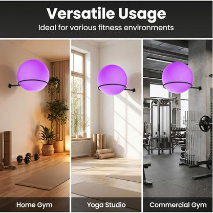Wall Mount Yoga Ball Holder, Metal Exercise Ball Wall Rack, Heavy Duty Stability Ball Storage for Home Gym, Garage, Studio - Fits Most Yoga, Exercise & Medicine Balls