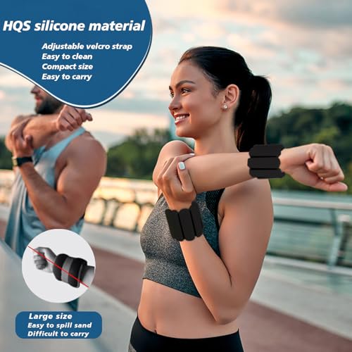 Wrist and Ankle Weights for Women & Men 2 Pack (1lb Each), Adjustable Silicone Wearable Arm & Leg Weights for Pilates, Gym, Yoga, Cardio, Strength Training - color: Black