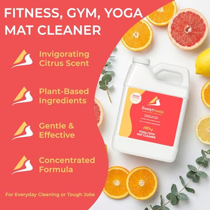 SwaytAway Fitness Mat Cleaner Concentrate – 32oz/Make 4 Gal - No-Slip No-Residue Citrus Essential Oil Formula – USA Made Aromatherapy Yoga Mat Spray for Home & Studio – Natural Cleaning Solution