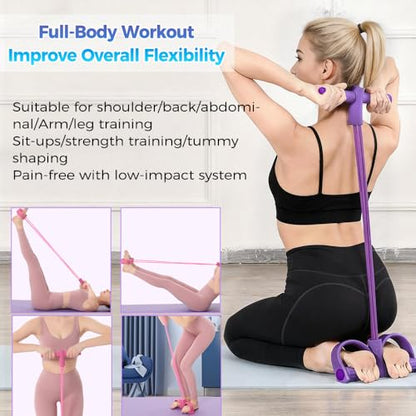 Resistance Bands with Handles, 6-Tube Elastic Fitness Bands Exercise Tension Rope, Anti-Snap Light Weight Latex Pedal Resistance Bands for Abdomen/Waist/Arm/Leg Stretching Training, Yoga, Slim