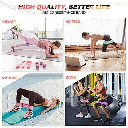 Bundle Set of 8 Resistance Bands for Workout, 5 Latex Exercise Bands and 3 Fabric Booty Bands with 2 Portable Bags