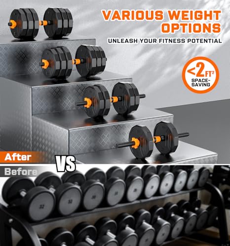 5-in-1 Adjustable Dumbbell Set, 33/44/66/88lbs Free Weights Set with Connector, Used as Kettlebells, Barbell, Push up Stand, Standard 1" Plates, Fitness Exercises for Home Gym Suitable Women/Men - color: 66LB (33LB Pair)