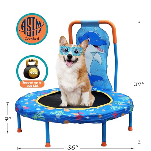 No-Gap 36" Mini Trampoline Toddler Trampoline with Handle for Kids, 36 inch Indoor Garden Small Kid Trampoline Baby Trampolines with Super Safe Cover for Toddlers Ages 2 to 5