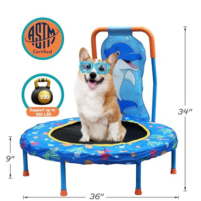 No-Gap 36" Mini Trampoline Toddler Trampoline with Handle for Kids, 36 inch Indoor Garden Small Kid Trampoline Baby Trampolines with Super Safe Cover for Toddlers Ages 2 to 5