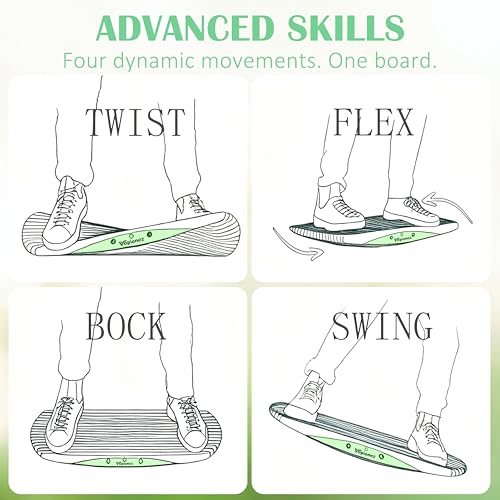 Wooden Balance Board, 440LBS Capacity Wobble Balance Board for Standing Desk 3D Design Anti-Fatigue Anti-Slip Rocker Board for Core Strength, Physical Therapy,Surfers Skiing Skateboarding Simulation