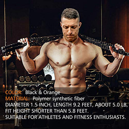 Heavy Jump Ropes for Fitness 2LB/3LB/5LB,Weighted Adult Skipping Rope Exercise Battle Ropes for Men & Women,Total Body Workouts, Power Training in Gym to Improve Strength and Building Muscle - color: 5LB Professional Edition fitness(9.2 ft)