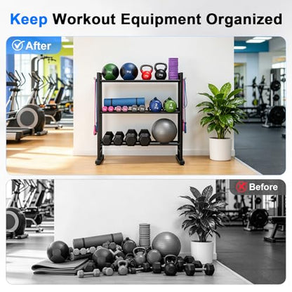 3 Tier Dumbbell Rack Stand, Adjustable Width Weight Rack for Home Gym with Wider Base & 6 Side Hooks, Heavy Duty 450LBS Capacity Weight Storage Organizer for Dumbbells and Kettlebells