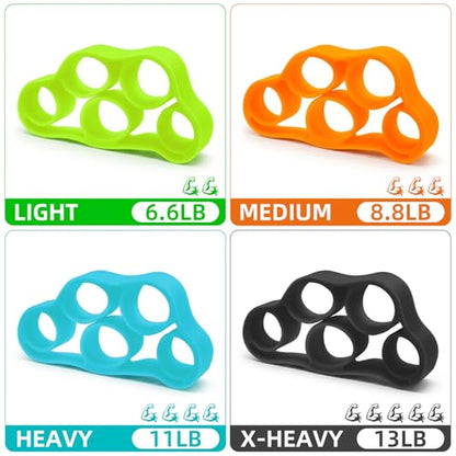 Finger Stretcher 4 Pack Finger Extensor Bands Hand Resistance Bands Finger Strengthener Finger Exerciser Hand Extension Exerciser Extensor Trainer for Grip Strength Rehab Climbing Training