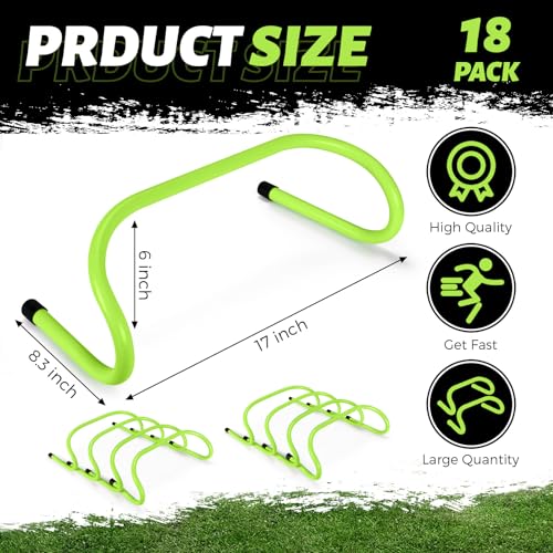 Wettarn 18 Pcs 6" Speed Training Hurdles Mini Agility Hurdles Bulk - color: Green