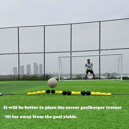 Pro GK Single Line Deflector Soccer Goalkeeper Trainer 9ft Goalkeeper Deflection Equipment Soccer Training Equipment for Reflex & Agility Training with 25 pcs Soccer Cones, 2 pcs Water Bags