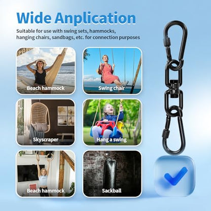 Aheucndg 1200 lb Capacity Heavy Duty Double Ended Eye Hook with Snap Hook, SUS304 Swivel Hooks 1Pack + Snap Hooks 2Pack, for Aerial Yoga, Hanging Hammock, Web Tree Swing, Swing Spinner M8