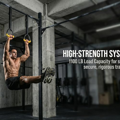 Gymnastic Rings, Gymnastic Rings Equipment, Pull-up Gymnastic Rings, Home Gymnastic Rings no-Punch bar Lanyard for Training Workouts - color: Yellow