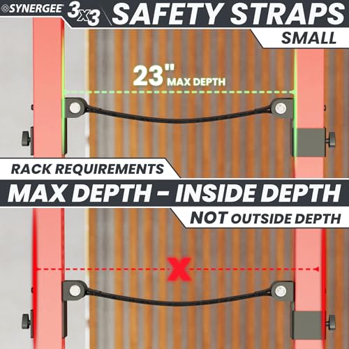 Synergee Safety Straps – Fits 2x2 2x3 3x3 Racks 750 lb - color: e) 3x3 x 23"