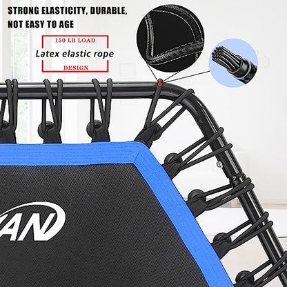 Newan 48'' Fitness Trampoline with Adjustable Handle Bar, Silent Trampoline Bungee Rebounder Jumping Cardio Trainer Workout for Adults - Max Limit 330 lbs - color: Blue