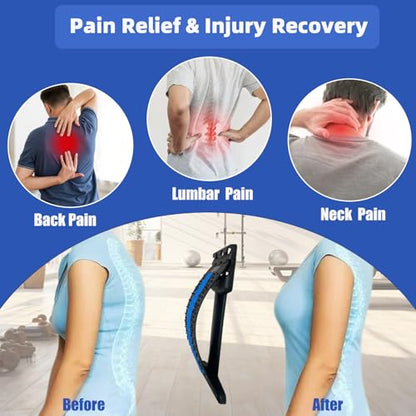 Back Stretcher, 3 Level Adjustable Lumbar Back Cracker Board, Back Pain Relief Device, Back Massage, 84 Massage Points and 10 Magnetic Points, Relief for Lumbar Area Pain, Scoliosis Aid, Spine, Herniated Disc, Lumbar Support Board, Extra NBR Pad & Silicon