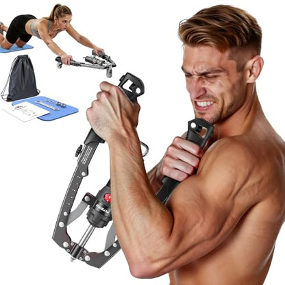 FLYBIRD Twister Arm Trainer, Hydraulic Power Core Twister Chest Workout Equipment, Adjustable 22-440LBS Chest Trainer for Men, 3 in 1 Chest and Arm Exerciser with Ab Roller Wheel, Include Backpack&Pad