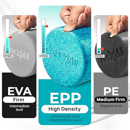 Yes4All High-Density EPP Round Back Roller Foam, Exercise Foam Roller for Yoga, Pilates & Stretching - 12, 18, 24, 36 inch