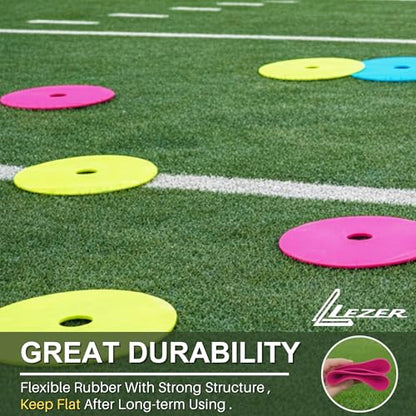 LEZER 6 Inch 8 Inch Flat Cones, Spot Markers, Soccer Cones, Field Court Markers, Sit Spots, Flat Discs, Soccer Training Equipment, Agility Practice, Football, Made in Taiwan - style: 6 inch with 24 pcs
