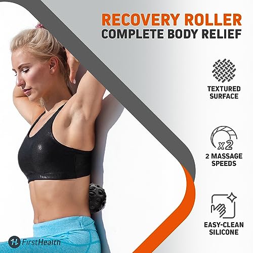 Vibrating Massage Ball, Silicone Recovery Roller with 2 Massage Speeds, Textured Massager Ball for Muscles and Tissues, Post-Workout Recovery Device, Battery Operated and Easy to Clean