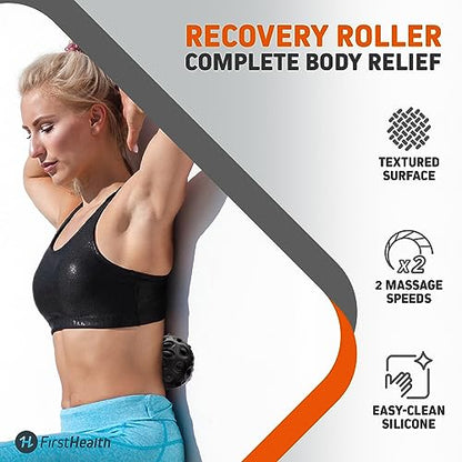 Vibrating Massage Ball, Silicone Recovery Roller with 2 Massage Speeds, Textured Massager Ball for Muscles and Tissues, Post-Workout Recovery Device, Battery Operated and Easy to Clean