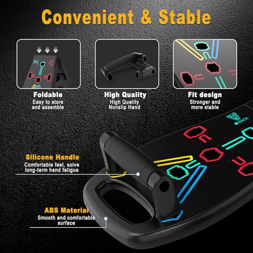 Push Up Board, Portable Pushup Board for Men, Foldable Push Up Bar 20 in 1 at Home Gym, Multifunctional Pushup Handles for Chest Muscle Exercise Strength Training Equipment