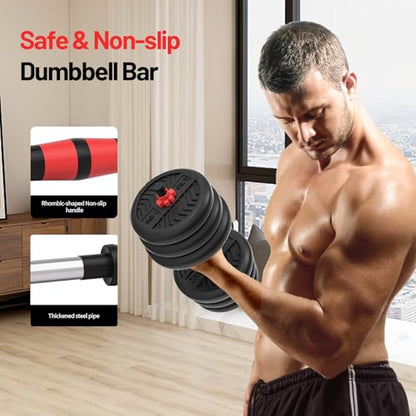 Adjustable Dumbbell, 20/30/40/60/80lbs Dumbbells Set, 4-in-1 Free Weights for Women/Men Workout Equipment Used as Barbell/Kettlebells/Push up Stand for Home Gym - color: Upgrade 30lbs (15lbs*2)