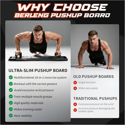 LALAHIGH Push Up Board,36 in 1 Home Gym Equipment with Ab Roller Wheel & Resistance Bands, Portable Foldable Workout Board for Full Body Strength Training Men Women,Gift for Boyfriend