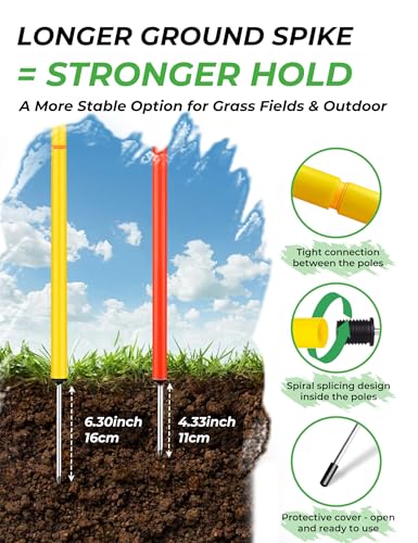SEAOTTER Soccer Agility Training Poles, 6/10/20Pcs 6FT Adjustable Detachable Sports Speed Training Sticks, Practice Equipment Accessories for Football, Slalom & Rugby, Bending Poles for Horses - size: 6 pack