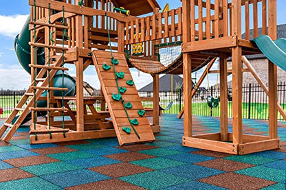 Elevate Rubber Tiles - 2" Thick High Density Interlocking Shock Absorbent Safety Tiles for Playgrounds, Play Areas, and Exercise Equipment - 20" X 20" X 2" (10, Blue, Tile)
