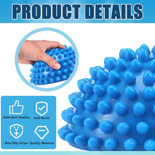 2 Pcs Half Round Massage Ball for Feet Blue Spiky Massage Ball for Adults Sports, Stability Training, Muscle Balancing Therapy, Yoga Gymnastics Exercise - color: Blue