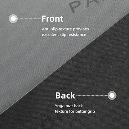 PAIDU Yoga Mat Non Slip Anti-tear,extra thick-2/5 inch（10MM）High Resiliency Professional POE Yoga Mats for Women Men Kids,72"x24"inch,Workout, Yoga, Pilates and Floor Exercise, with Carrier Strap - color: Grey+Black.