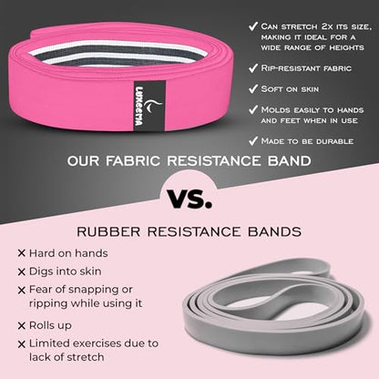 Premium 76" Extra Long Resistance Band for Working Out, 3" Wide Non-Slip Fabric Exercise Band for Stretching, Yoga, Strength Training & Physical Therapy