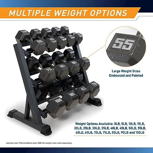 Marcy Cast Iron Hex Dumbbells Collection - Available size from 3-lb to 100-lb, SOLD INDIVIDUALLY - style: 75lbs