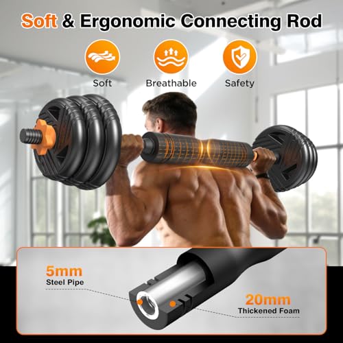 Adjustable Dumbbell Set, 33/44/66/88lbs Free Weights Set with Connector, 5 in 1 Weights Dumbbells Set Used as Barbell, Kettlebells, Push up Stand, Weight Plate, Exercise & Fitness Equipment for Home Gym Workout