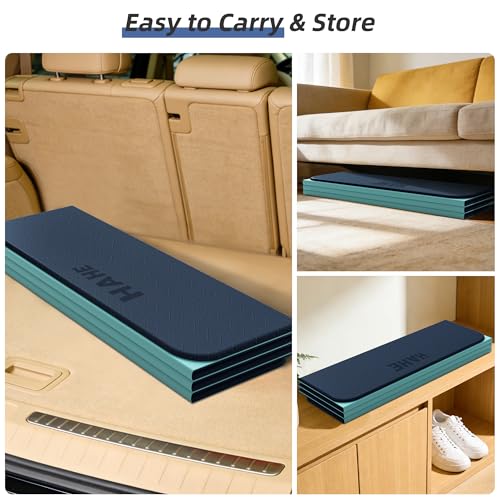 HAHE Foldable Yoga Exercise Mat, 74"Lx32"Wx1/3"Thick, TPE Multi-purpose Workout Mats with Non-slip Surface, Portable for Yoga/Pilates/Studio/Home Gym