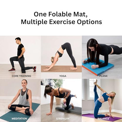 Foldable Yoga Exercise Mat, 6mm/8mm/10mm/12mm Thickness, 72 x 24 Inch - Lightweight, Anti-Slip, and Easy to Store for Yoga, Pilates, Home Workouts, and Floor Exercises