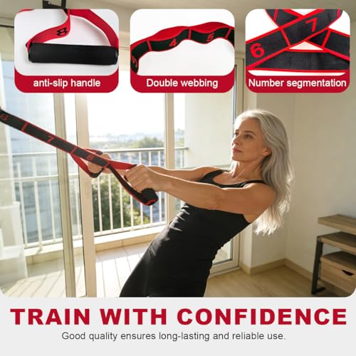 Fitness Resistance Band for Stretching and Yoga, Number Stretch Resistance Band with Clear Markings & Handles, 8-Segment Elastic Pull Rope for Pilates & Full Body Workout, Home Gym Equipment for Women