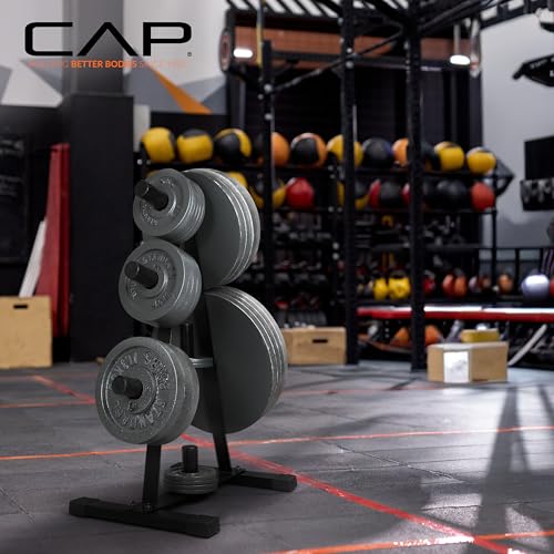 CAP 2-Inch Olympic Plate Tree Rack for Home Gym, Heavy-Duty A-Frame Weight Plate Storage Rack, Space-Saving Plate Organizer Stand, 5-Post & 7-Post, 300lb & 500lb Weight Capacity - style: 7 Posts