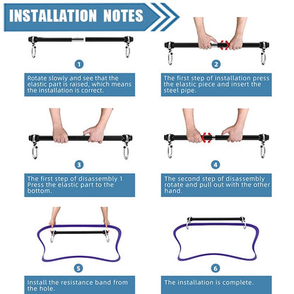 Resistance Band Bar, Portable 43 Inch Pilates Bar with Resistance Bands Home Gym Workouts Stick Squat Yoga Pilates Flexbands Kit for Full Body Shaping