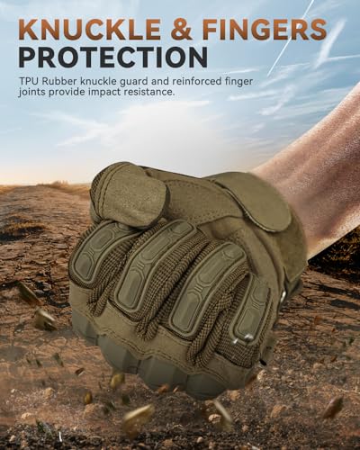 KUMGIM Tactical Motorcycle Gloves with Knuckle Protection Touchscreen - color: Tan, size: Small
