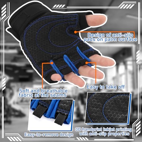 3 Pairs Weight Lifting Gloves for Men Women, Gym Workout Gloves with Full Palm Protection, Breathable Anti-Slip Fitness Glove for Training, Cycling, Pull-ups, Medium