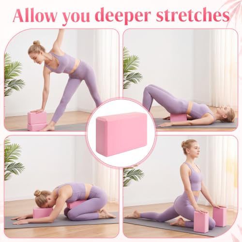 10 Pcs Foam EVA Yoga Blocks Lightweight Non Slip Supportive Yoga Bricks for Pilates Stretching and Meditation, Women Men Yogi Beginners - color: Pink