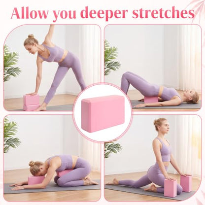 10 Pcs Foam EVA Yoga Blocks Lightweight Non Slip Supportive Yoga Bricks for Pilates Stretching and Meditation, Women Men Yogi Beginners - color: Pink