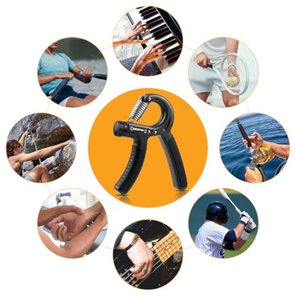 NIYIKOW 2 Pack Grip Strength Trainer, Hand Grip Strengthener, Adjustable Resistance 22-132Lbs (10-60kg), Forearm Strengthener, Perfect for Musicians Athletes